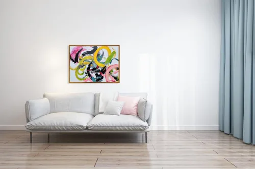 Vista 3 de Yihui Arts Arte abstracto de la pared del lienzo - Arte contemporáneo texturizado pintado a mano para la decoración moderna del hogar
