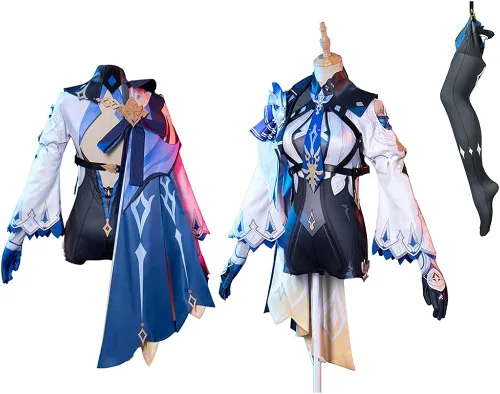 Vista 2 de MZXDY Eula - Disfraz de cosplay de Genshin Impact, conjunto completo de uniforme de Halloween para mujer