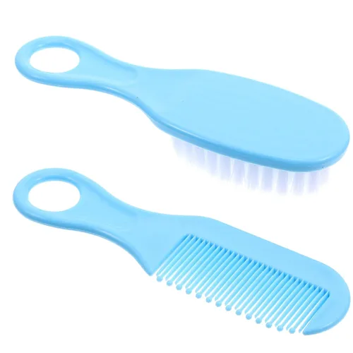 Vista 2 de EXCEART Juego de cepillo y peine para el pelo del bebé, cepillo de masaje para el cuero cabelludo para recién nacidos y niños pequeños, 1 juego