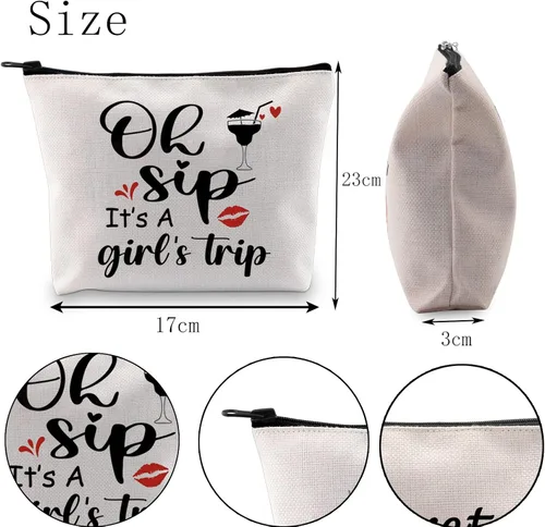 Vista 5 de POFULL Regalo de vacaciones para niñas, regalo de viaje, Oh Sip It's a Girl, bolsa de cosméticos para niñas, regalo de viaje para niñas, Viaje
