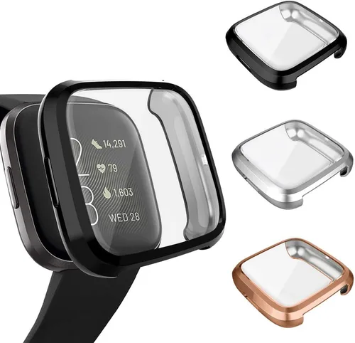 Vista 16 de Paquete de 3 protectores de pantalla compatibles con Fitbit Versa 2, GHIJKL, ultrafino, suave, TPU, funda protectora completa contra golpes