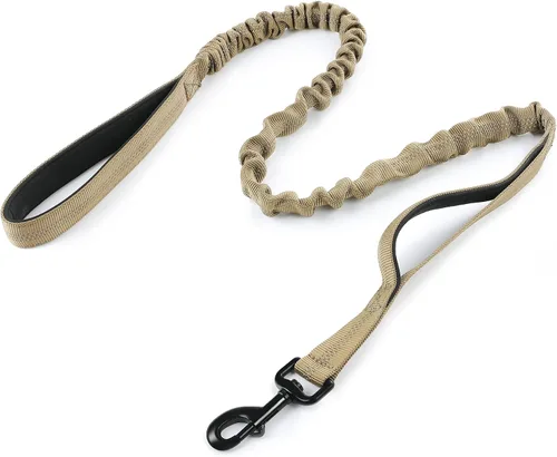 Vista 11 de rabbitgoo Correa táctica elástica para perro con absorción de golpes, correa de entrenamiento militar con 2 asas de control acolchadas para perros