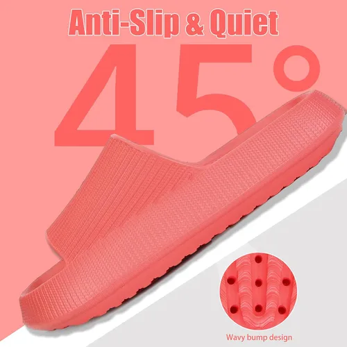 Vista 4 de rosyclo Pantuflas con sensación de nube para mujeres y hombres, pantuflas acolchadas para la ducha, sandalias de baño, máxima comodidad, ligeras
