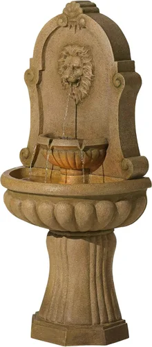 Vista 6 de Royal Savanna Lion - Fuente de suelo italiana grande de 58 pulgadas de alto, decoración italiana para interiores y exteriores, piedra sintética