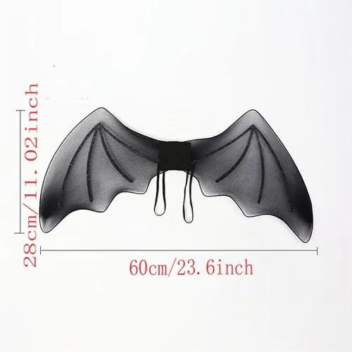 Vista 6 de BinaryABC Disfraz de alas de murciélago de vampiro, accesorio de cosplay de Las alas negras de poliéster suave son ligeras con correas de hombro
