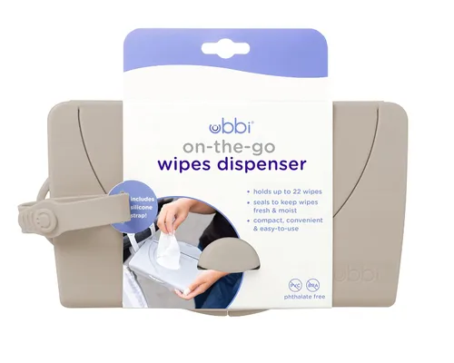 Vista 2 de Ubbi On-The-Go Dispensador de toallitas para bebés, contenedor de toallitas portátil para viajes, accesorio de bolsa de pañales imprescindible