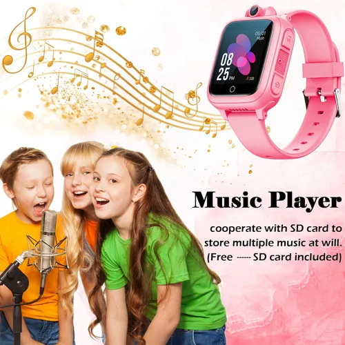 Vista 4 de Reloj inteligente para niños, reloj educativo, 14 juegos de rompecabezas, reproductor de música MP3, cámara de video, despertador, calculadora
