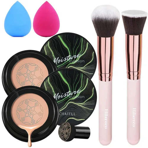 Vista 8 de Mushroom Head Air Cushion CC Cream Nature Foundation, crema BB hidratante, corrector mate de larga duración, base de maquillaje brillante