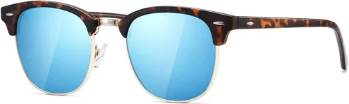 Vista 72 de AEVOGUE Gafas de sol polarizadas para mujeres y hombres semi marco retro gafas de sol AE0369