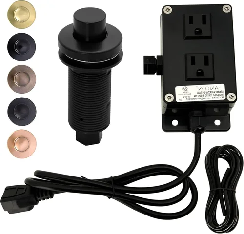 Vista 8 de Akicon Kit de interruptor de aire de eliminación de basura de cobre, botón de encendido/apagado de eliminación de desechos superior de fregadero
