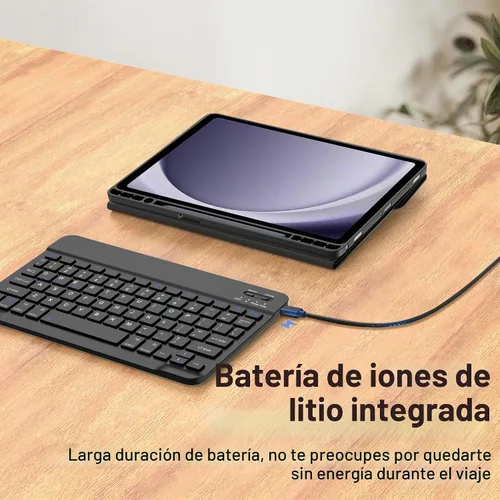 Vista 7 de Funda de teclado para tableta Samsung Galaxy A11 Plus 2025/A9 Plus 2023 5G de 11 pulgadas, teclado Bluetooth inalámbrico recargable, desmontable