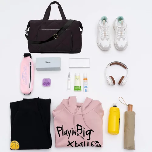 Vista 7 de Bolsa deportiva de gimnasio para mujeres y hombres, bolsa de lona ligera de mano para viajes, deportes, gimnasio, yoga, resistente al agua
