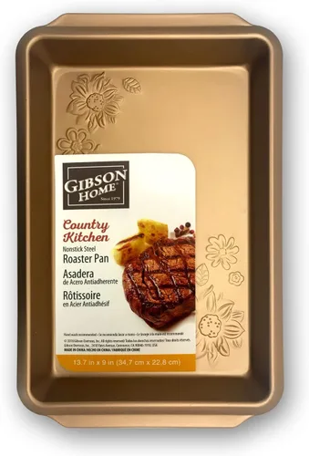 Vista 5 de Gibson Home Country Kitchen - Sartén para asar en relieve de acero al carbono de 19 pulgadas en cobre