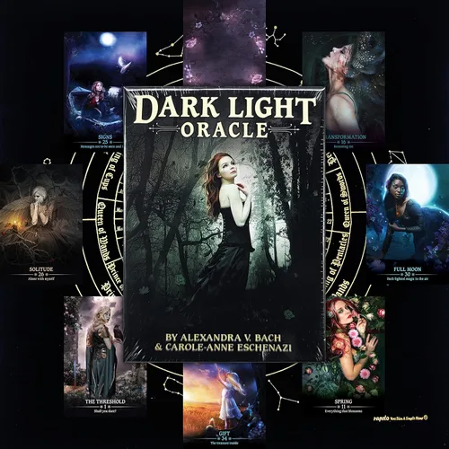 Vista 3 de Paquetes de cartas de tarot y oráculos para adivinación y chakras (oráculo de luz oscura)