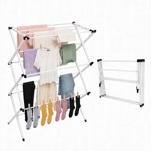 Vista 7 de Honey-Can-Do Estante de secado de ropa resistente con alas de gaviota Blanco brillante