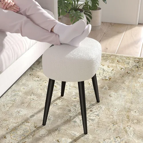 Vista 8 de Taburete tapizado de terciopelo de peluche