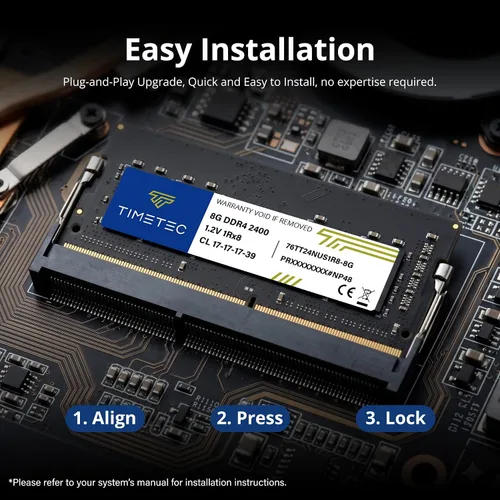 Vista 6 de Timetec Premium 8GB DDR4 2400MHz (DDR4-2400) PC4-19200 (PC4-2400T) sin ECC sin búfer 1.2V CL17 1Rx8 de rango único 260 pines SODIMM, módulo