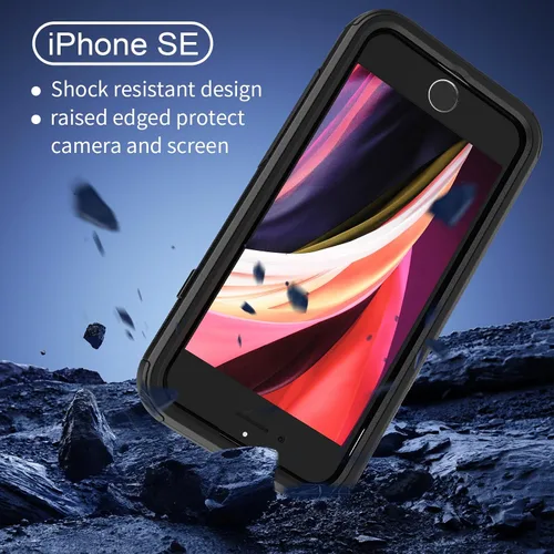 Vista 2 de X-belmox Funda resistente para iPhone SE 2022 (3ª generación), iPhone SE 2020 (2ª generación), 3 en 1 [a prueba de golpes] [a prueba de caídas]