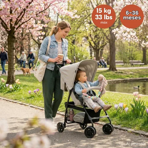 Vista 2 de Hauck Sport - Cochecito plegable ligero para bebés/niños pequeños, color Beige
