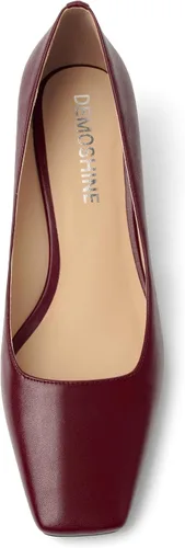Vista 3 de Zapatos de tacón bajo grueso mate con punta cuadrada para mujer, 2.2 pulgadas