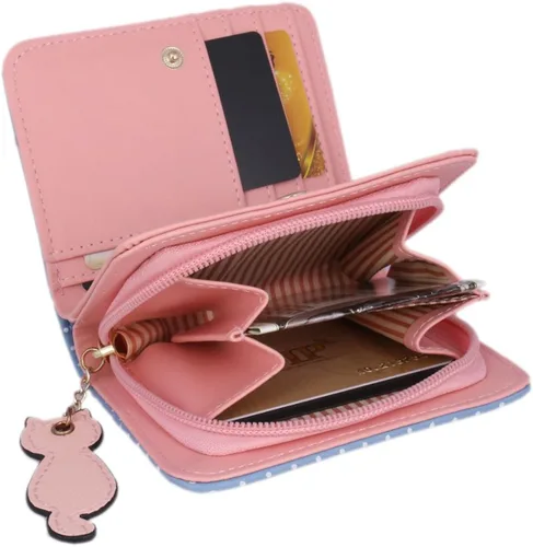 Vista 4 de adoptfade Womens Cat Patrón Billetera Moneda cartera titular de la tarjeta