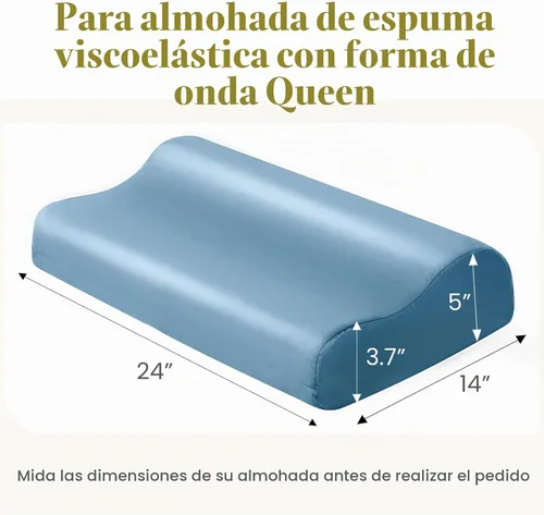 Vista 3 de Cooling Contour - Funda de almohada cervical color azul aguamarina, 24 x 14 Aqua Blue