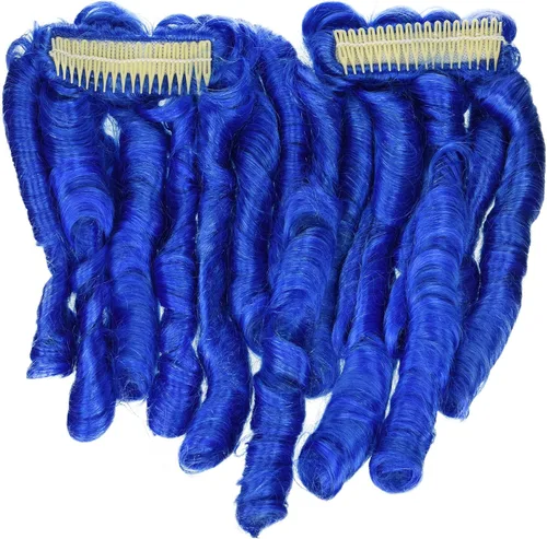 Vista 2 de California Costume Collection Anime de la mujer rizos peluca con hairscara, Azul