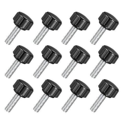Vista 12 de TA-VIGOR 4 piezas M6 x 0.787 in tornillo de pulgar macho, rosca de acero al carbono, perillas moleteadas, agarre métrico M6 tornillo de pulgar
