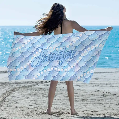 Vista 35 de Artsadd Toalla de playa personalizada con nombre, toallas de playa personalizadas con puntos azules y flores, toallas de playa con nombre