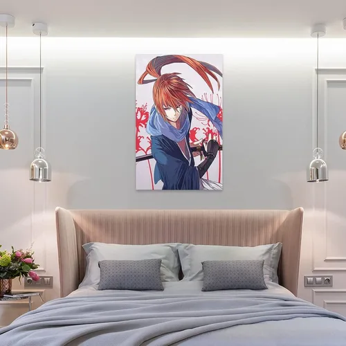 Vista 8 de Póster de anime, Rurouni Kenshin Himura, póster de lienzo para decoración de pared, decoración de habitación, decoración de dormitorio, regalos