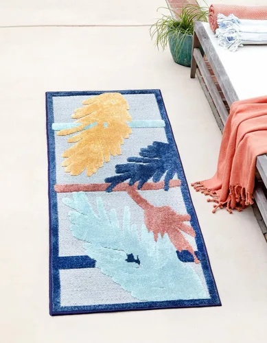 Vista 9 de Unique Loom Belize Outdoor Collection - Alfombra rectangular de 2 x 3 pies 1 pulgada, color carbón y azul claro