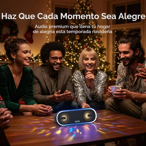 Vista 8 de DOSS SoundBox Pro+ P300 Altavoz Bluetooth con sonido estéreo de 40 W, graves adicionales, IPX6 a prueba de agua, emparejamiento TWS, diversos