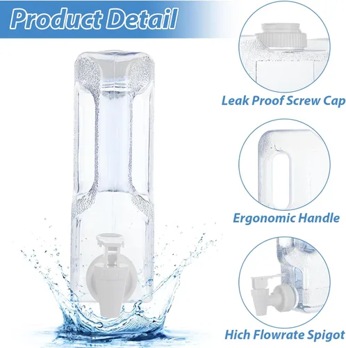 Vista 4 de JMIATRY 2 paquetes de dispensador de agua para refrigerador de 0.79 galones/3 litros dispensador de bebidas de plástico para refrigerador recipiente