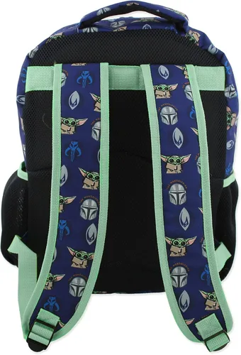 Vista 7 de Star Wars Mandalorian Baby Yoda - Mochila escolar de 16 pulgadas, AzulVerde, Star Wars Mandalorian Baby Yoda - Mochila escolar de 16 pulgadas