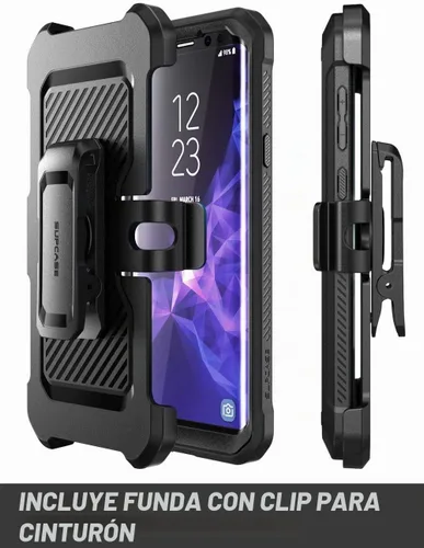 Vista 4 de SUPCASE Funda para Galaxy S9 Plus con protector de pantalla integrado Negro