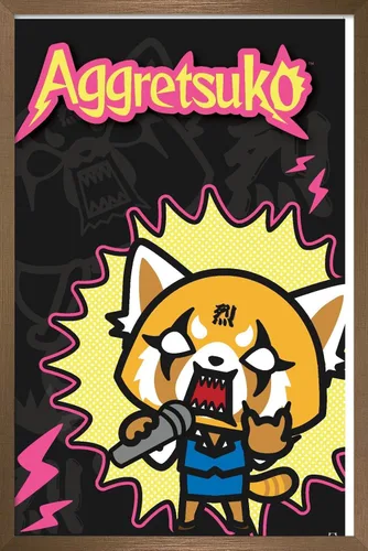 Vista 14 de Trends International Aggretsuko Rock Out - Póster de pared, 22.4 pulgadas de largo x 14.7 pulgadas, versión enmarcada en madera de granero