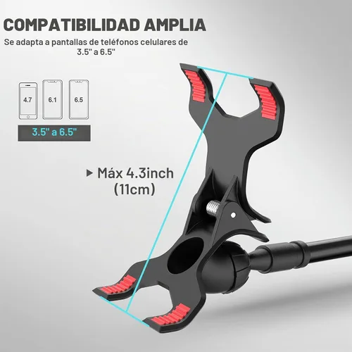 Vista 5 de Soporte de teléfono de cuello de cisne para cama, soporte flexible para teléfono celular con brazo perezoso, soporte de abrazadera ajustable 360