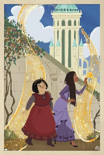 Vista 7 de Trends International Disney Wish - Póster de collage de 3 (amigos), póster de pared, 14.72 x 22.37 pulgadas, versión enmarcada de madera de granero
