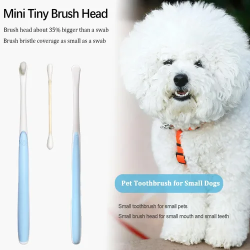 Vista 3 de JGocot Cepillo de dientes para perros pequeños, cabezal de microcepillo, nano cerda, cepillo de dientes suave para encías y dientes sensibles, kit
