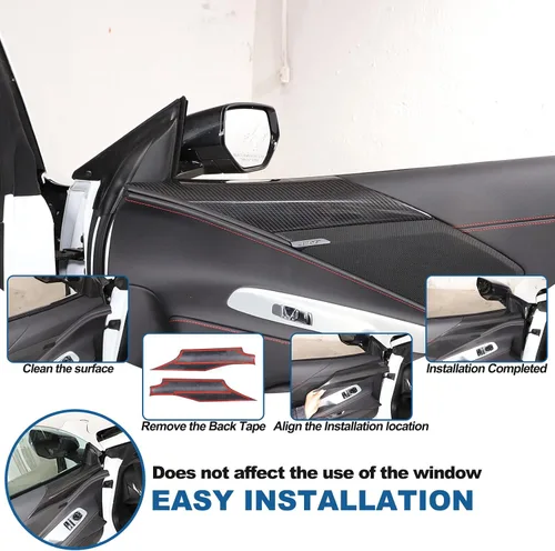 Vista 5 de Cubierta de panel para reposabrazos de puerta lateral de automóvil compatible con Chevrolet Corvette C8 Stingray 2020-2023 de fibra de carbono real