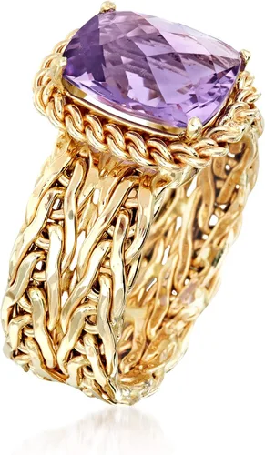 Vista 3 de Ross-Simons Anillo tejido de amatista de 3.00 quilates en oro amarillo de 14 quilates