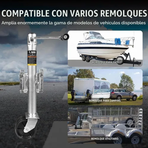Vista 5 de Torin - Gato de remolque de 1500 libras con rueda, gato giratorio resistente para barco de remolque, elevación de 13 pulgadas, gato de lengüeta