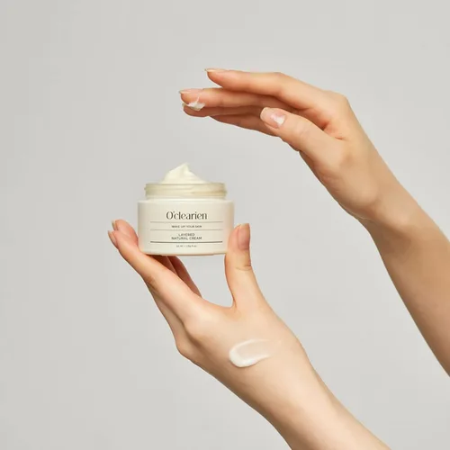 Vista 3 de [O'CLEARIEN] Crema facial hidratante para pieles sensibles, antienvejecimiento, calmante y nutritiva con ácido hialurónico, sin parabenos, 1.69