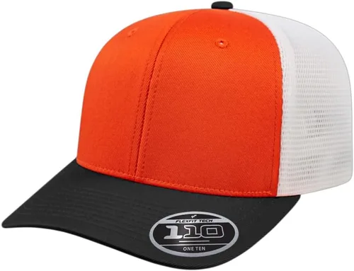 Vista 80 de Cap America i8502 Flexfit 110 Premium - Gorra de camionero de perfil medio con 6 paneles de malla trasera con protección UV y cierre ajustable
