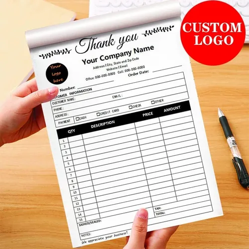 Vista 4 de Libro de recibos de agradecimiento personalizado de 2 partes/3 partes, libro de recibos personalizado, multiusos, duplicado, sin carbono, con nombre
