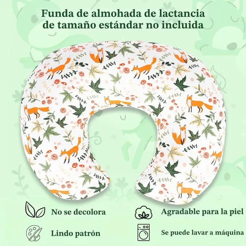 Vista 5 de Funda de almohada de lactancia, se adapta a almohadas estándar de lactancia materna, algodón ultrasuave, transpirable, hipoalergénico y lavable
