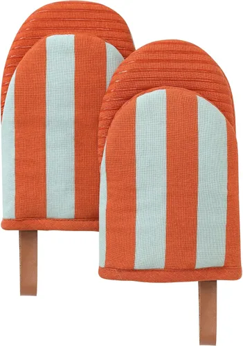Vista 11 de Folkulture Mini guantes de horno resistentes al calor (5.75 x 9) Juego de 2 guantes cortos para horno con lazo para colgar, guantes de horno