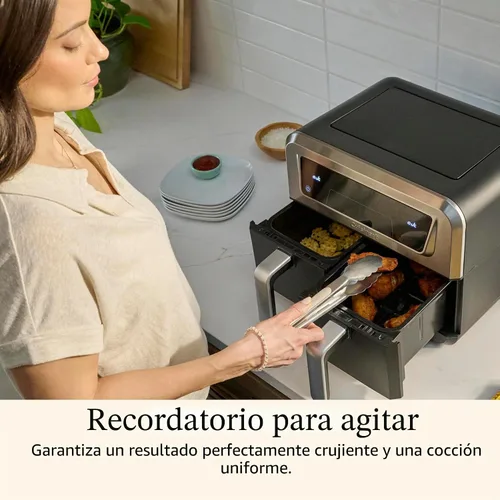 Vista 8 de Cuisinart Freidora de aire de 2 cestas, 2-4.25 QT, total 8.5 QT, 4 funciones: freír al aire, asar, hornear y mantener caliente, características Sync