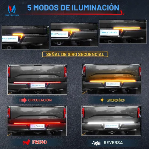 Vista 2 de MICTUNING - Barra de luz LED para puerta trasera de 48 pulgadas, triple fila de 360 LEDs, resistente al agua con conector plano de 4 vías - 5