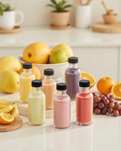 Vista 9 de Botellas de vidrio transparente de 2 onzas con tapas, paquete de 12 Recipiente de vidrio transparente de 2 fl oz, a prueba de fugas